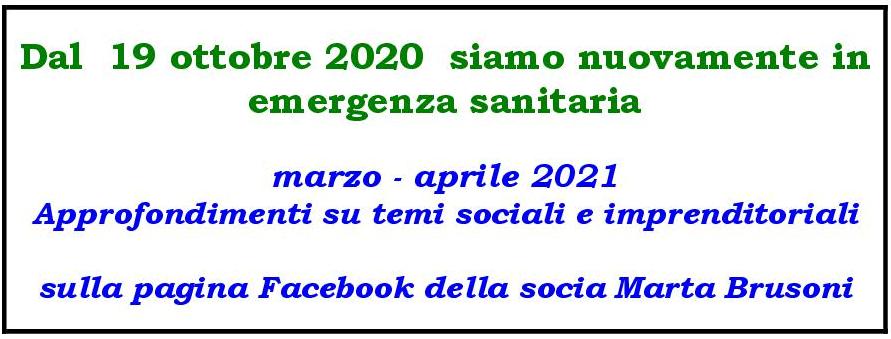 8 marzo, 22 marzo, 19 aprile 2021:  tre Lunedì alle ore 21.00  sulla pagina Facebook della socia Marta Brusoni