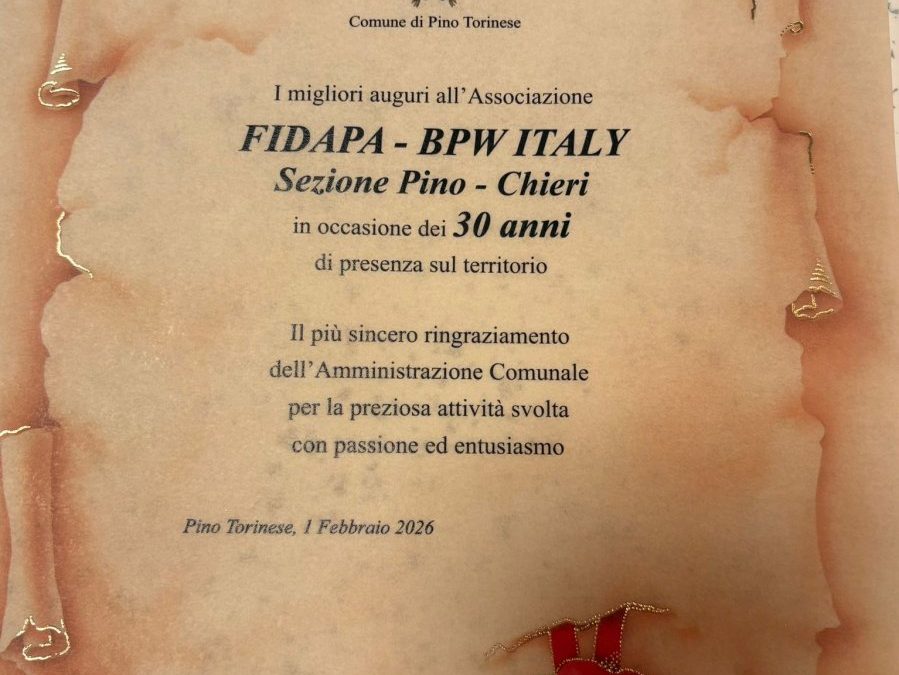 L’Amministrazione Comunale del Comune di Pino Torinese premia la Fidapa